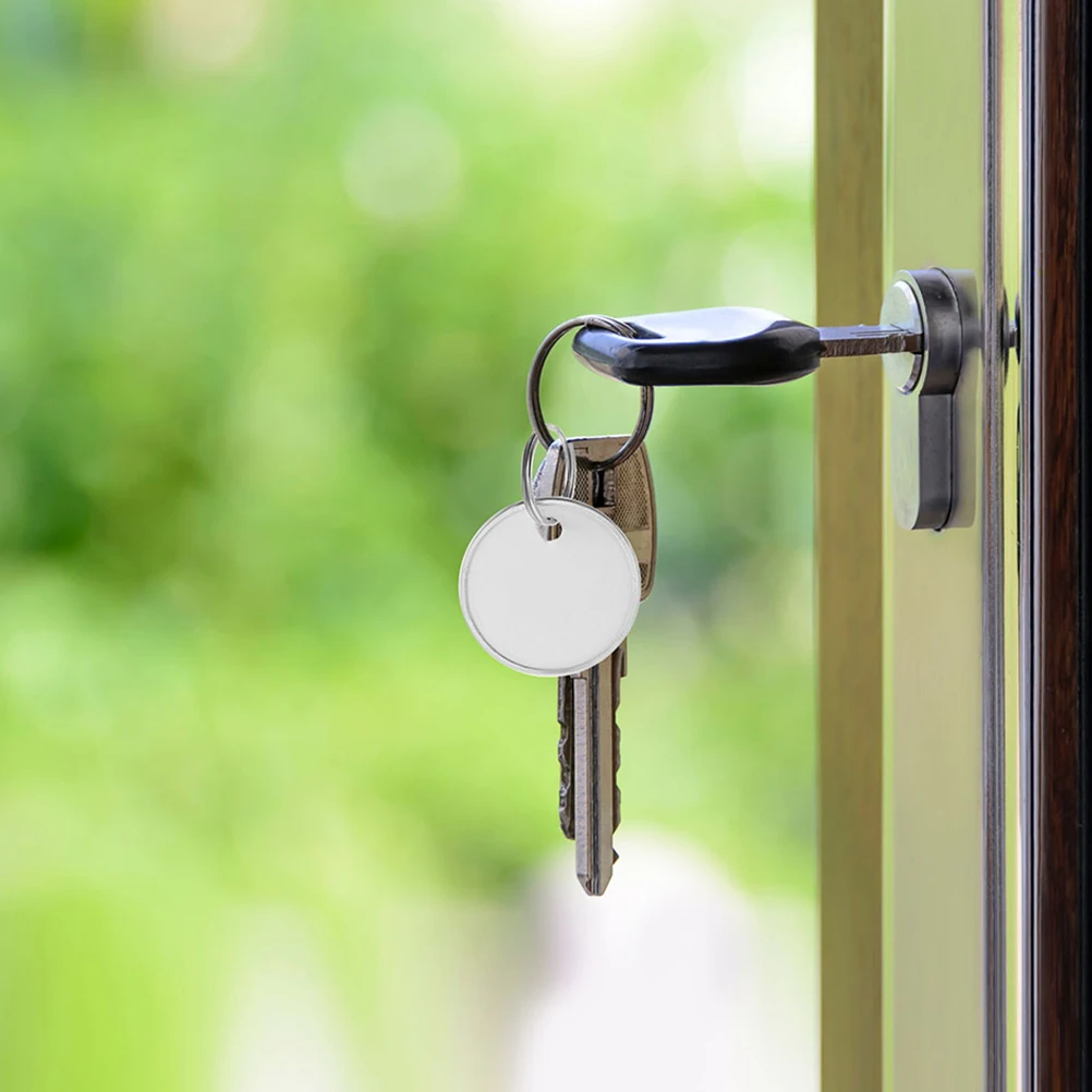 80pcs Metal Key Bulk Blank Round Keychain With Rings Multifunction Label For Diy Home Office Car Keys Identification Labeling