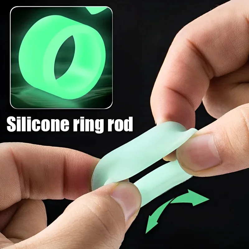 5pcs Luminous Fishing Rod Anti-skid Circle Silicone Handle Wrapping Belt Absorbing Sweat Belt Anti-Slip Tape Fishing Accessories