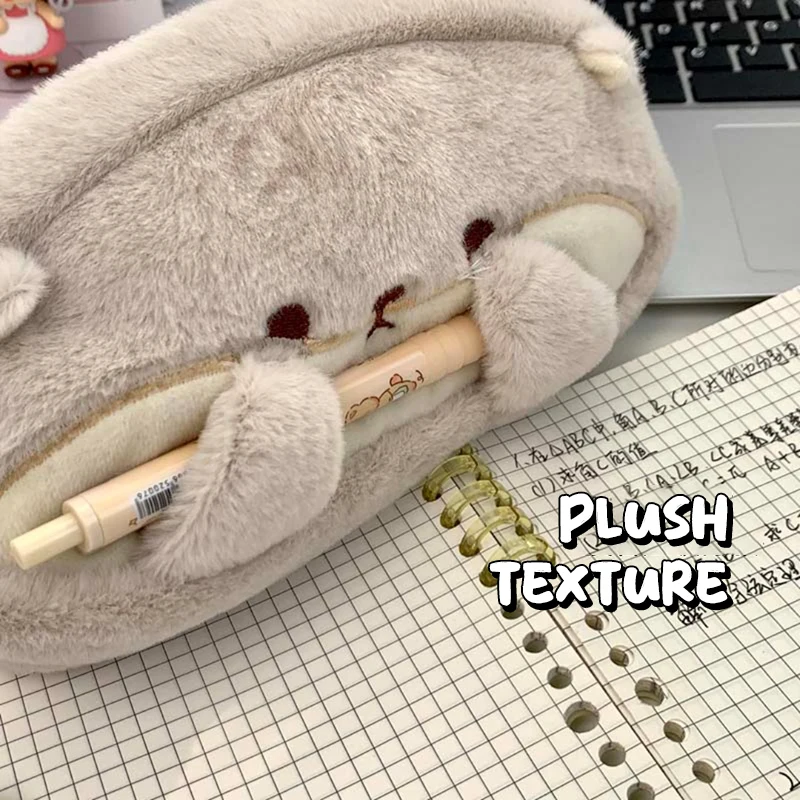 Multi-function Plush Pen Bag Otter Penguin Large Capacity Pencil Case Stationery Organizer Back To School Gift