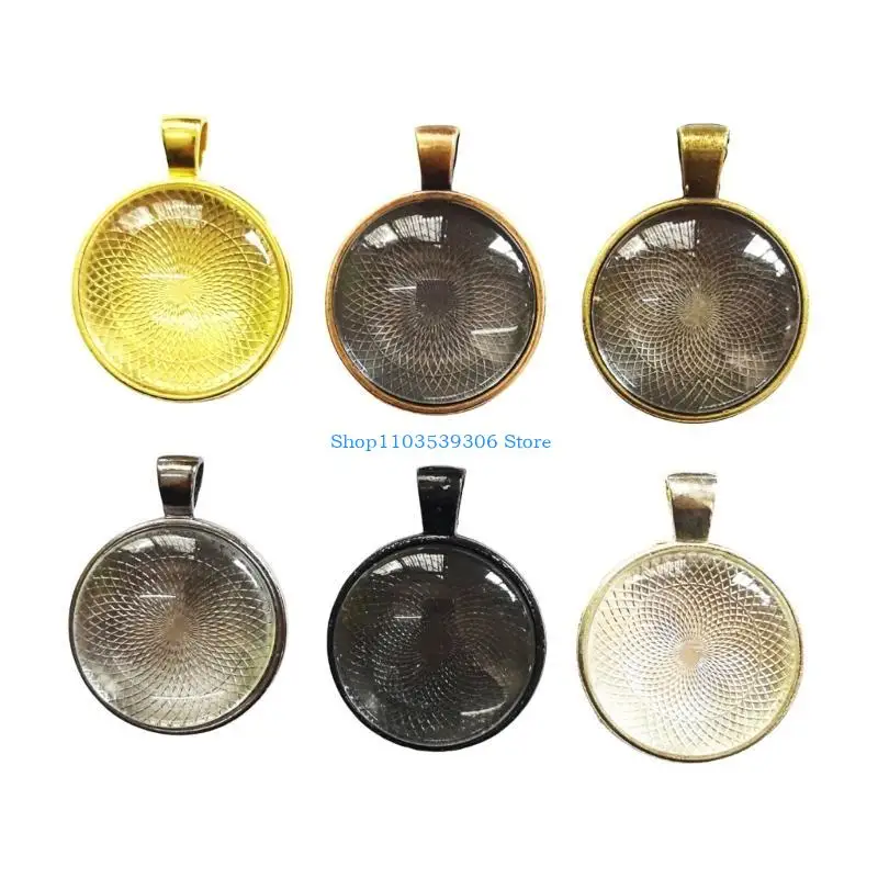 

400A 10 Set Round Pendant Trays 25mm Bezel Base Pendant Hand-Making Accessories
