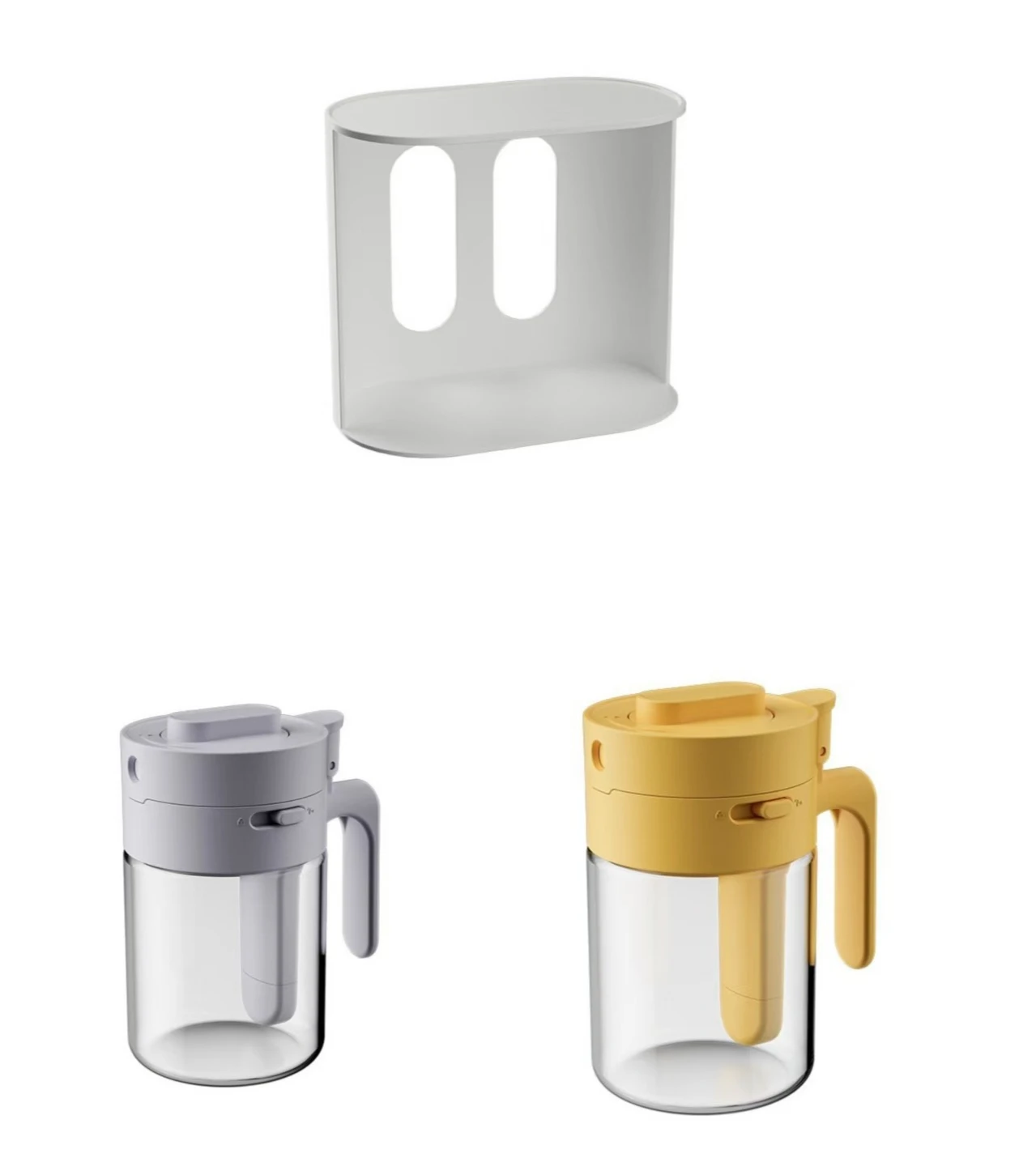 Multifunctionele kruidenbox, vochtbestendige zoutcontainer, glazen kruidenpot met deksel en lepel, opbergrek, kruidenbox