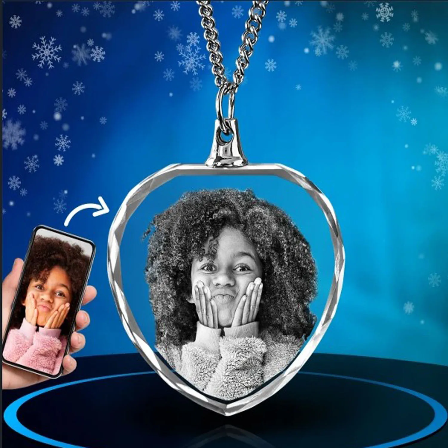 Personalized Photo Necklace Crystal Picture Heart Necklaces For Women Custom Necklace Personalization Valentine's Day Gift