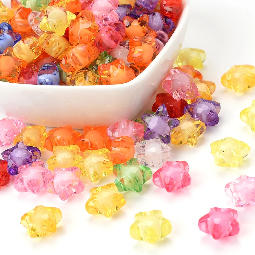 50 teile/los 12mm Acryl transparente Stern lose Abstand halter Perlen gemischt bunte Perlen für