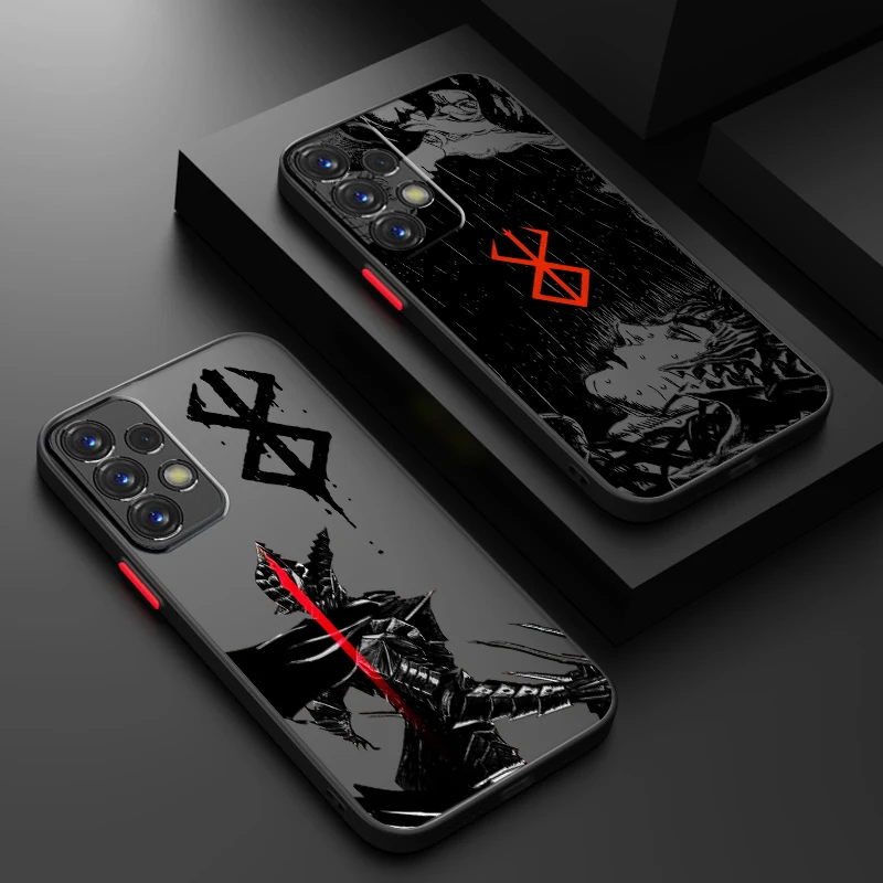 Hot Blood Anime Berserk Guts Frosted Translucent For Samsung A53 A52 A33 A32 A51 A71 A21S A13 A73 A50 A22 A12 5G Cover