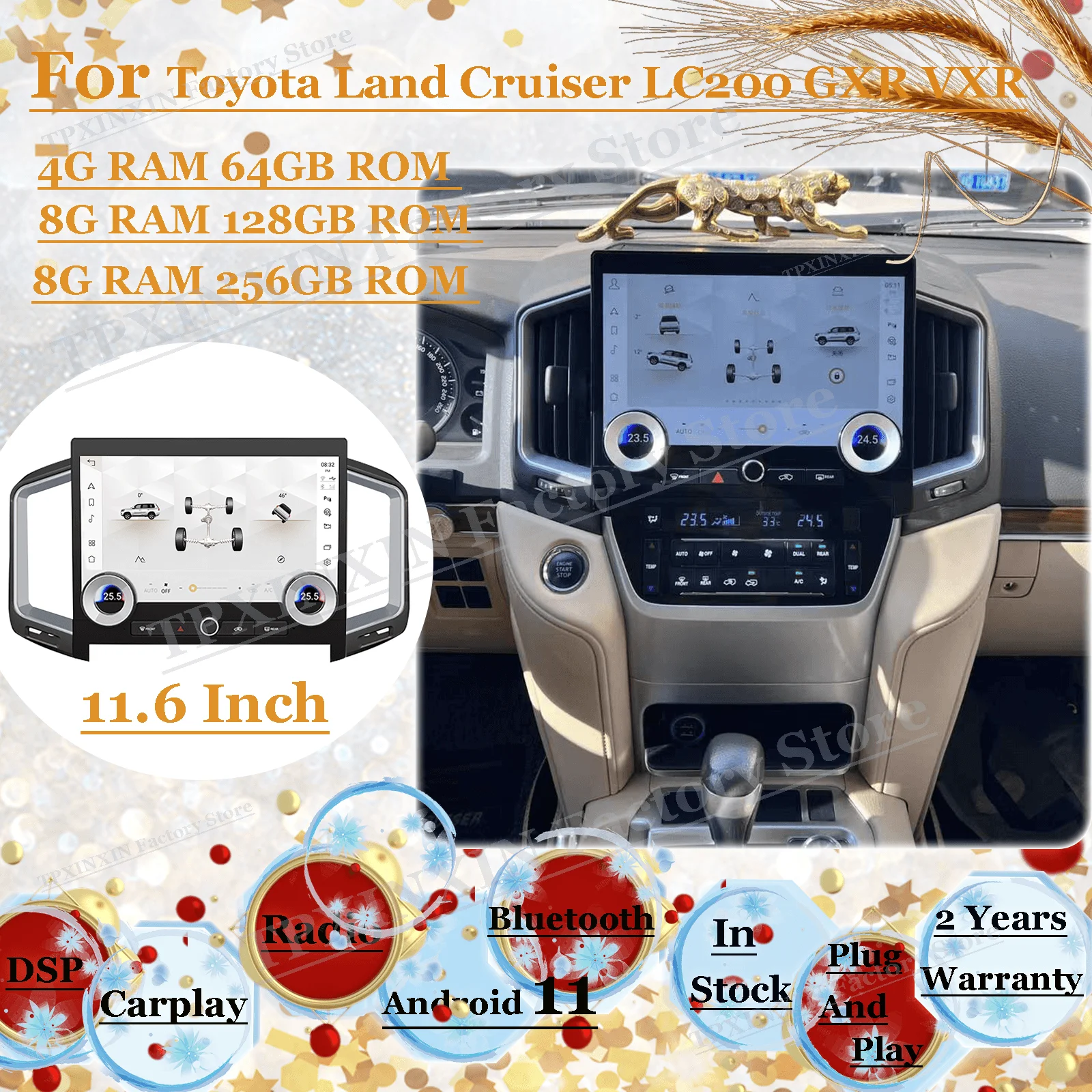 

Android 11 Automotive Multimedia For Toyota Land Cruiser LC200 GXR VXR 2008 2009 2010 - 2020 2021 Car GPS Navigation Head Unit