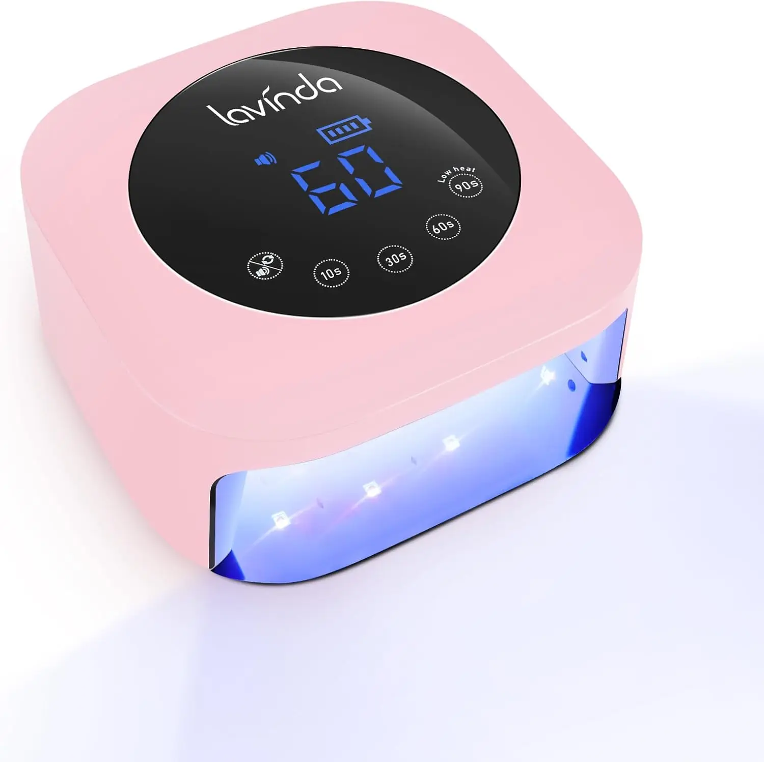 Lampe à ongles UV LED sans fil 54 W, lumière gel rechargeable avec minuterie et affichage pour usage domestique en salon en rose mat