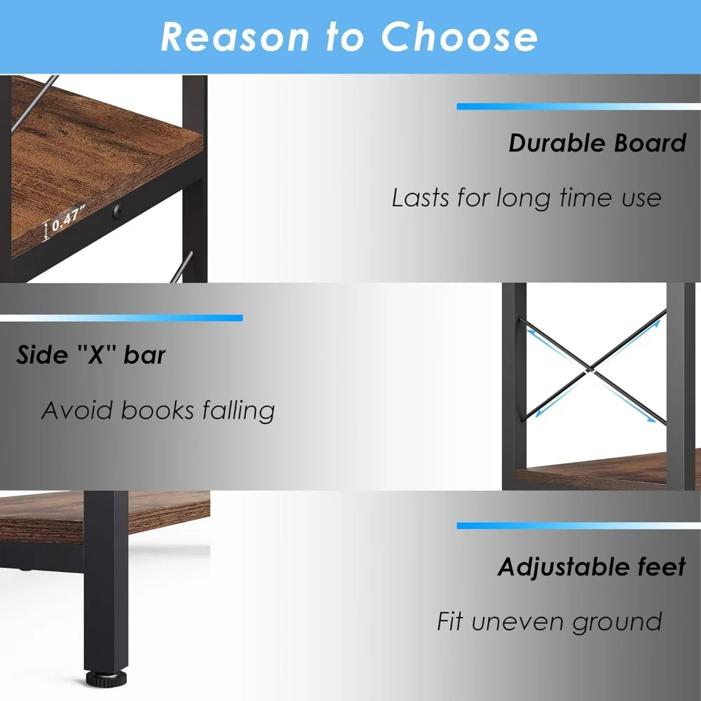 Libreria a L a 6 ripiani in stile industriale con struttura in metallo per ufficio domestico e ampio spazio di archiviazione