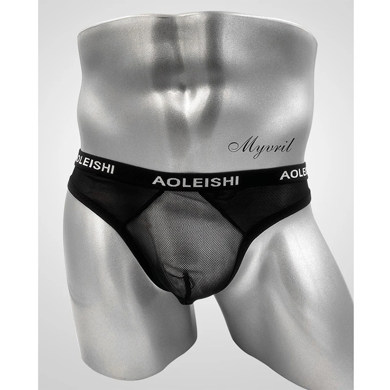 

Men's Underwear Ultra-Thin Transparent Mesh Low-Rise Briefs Breathable
