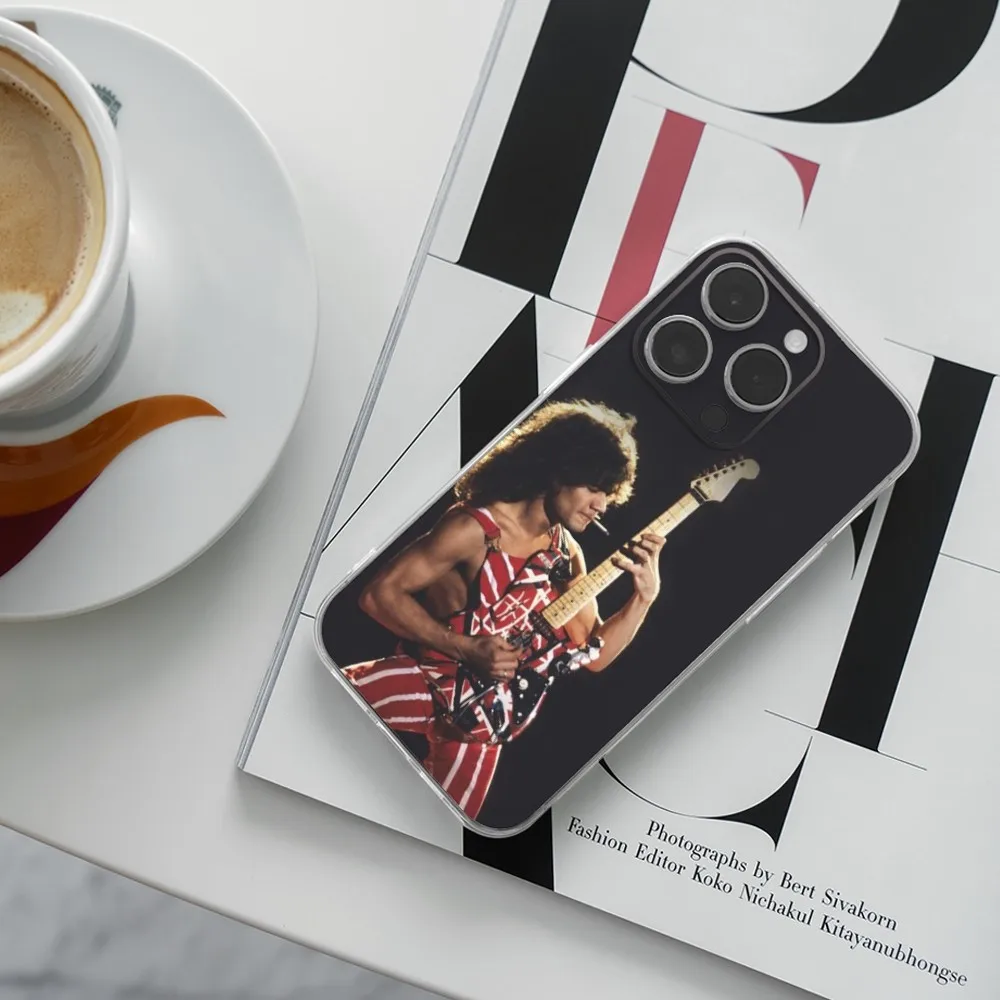 E-Eddie Van H-Halen Handyhülle für iPhone 16,15,14,13,12,11 Plus,Pro,Max,XR,XS,X,7,8 Plus,SE,Mini Transparent Silikon