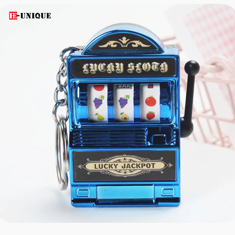 12pcs Las Vegas Gambling Raffle Machine Key Ring  Mini Fruit Slot Machine Key chain Pendant Retro Lucky Jackpot  Business Gifts