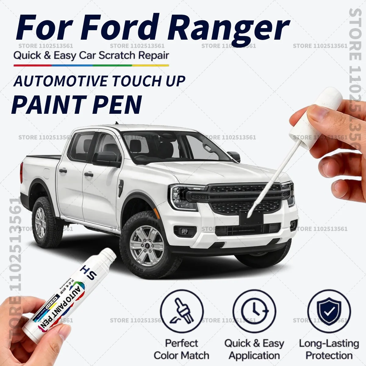Quick Dry Car Touch Up Paint Pen Auto Scratch Repair Brush for Paint Chips Scratches and Scuffs For 2011-2025 Ford Ranger Black