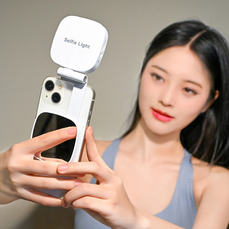 4-in-1 Selfie Makeup Light Magnetic Fill Light Portable Pocket Light Strip Mirror Outdoor Touch-Up Lighting Mobile Phone Stand