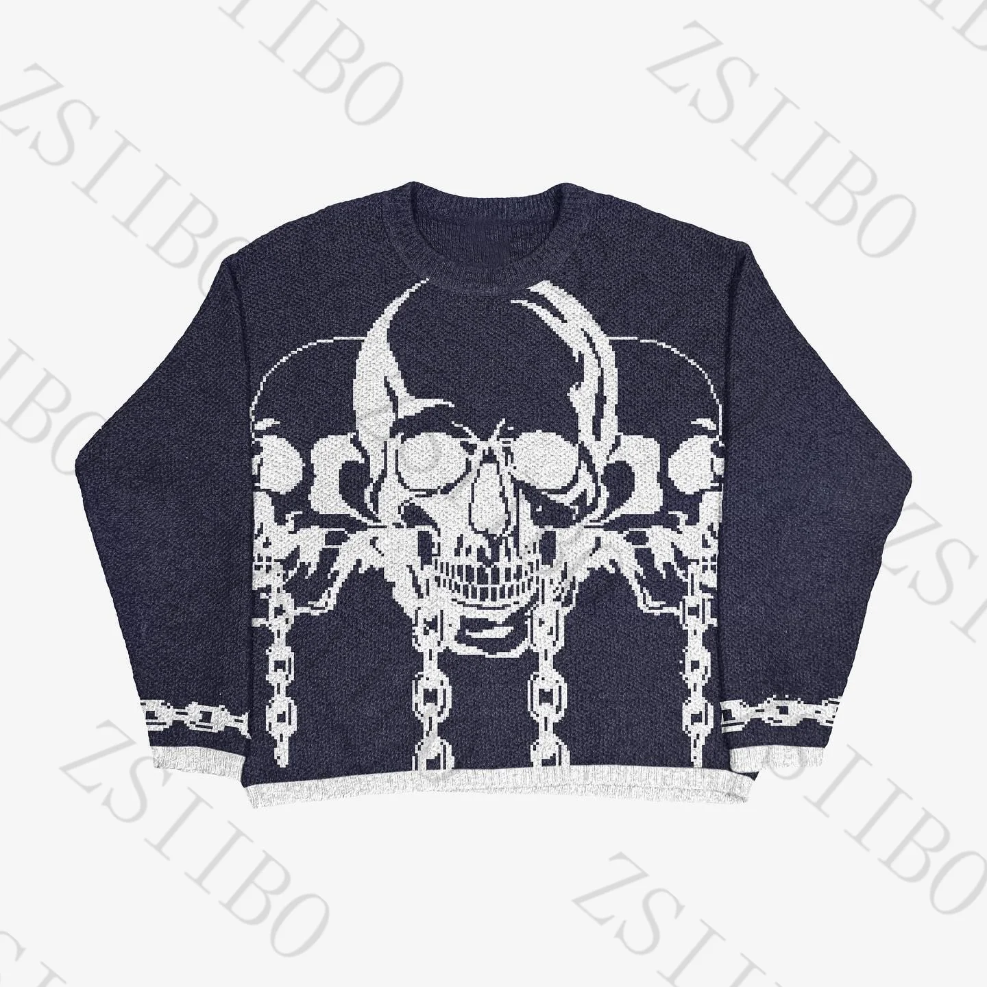 traf y2k Women\'s sweater pullover sweatshirt long sleeve winter vintage print pattern clothes hip hop oversize back school fit
