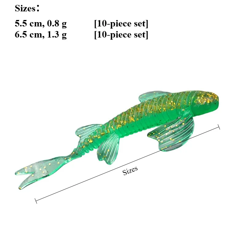 BILLINGS 10-teiliges Set schwimmender Schmetterlings-Schwanzgabelköder, weiche Kunstköder, vielseitige Köder – Detail 2
