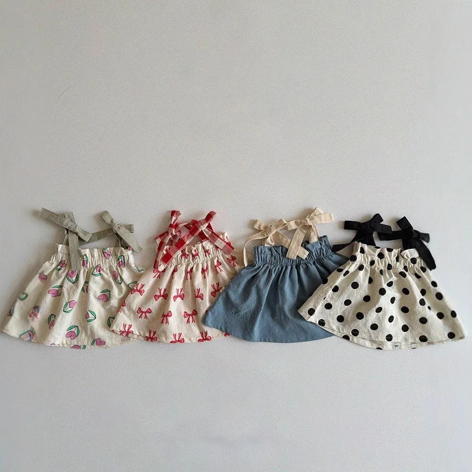

Newborn Baby Girl Cotton Print Suspender Princess Dress Infant Toddler Child Sleeveless Bow Vestido Summer Baby Clothes 9M-3Y