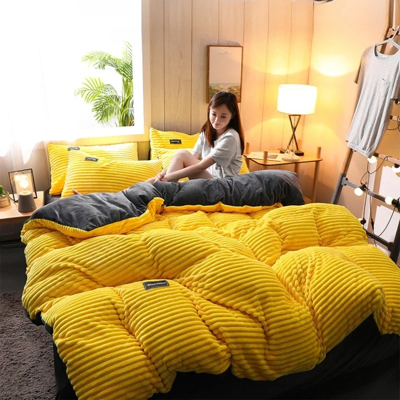 Winter Warm Velvet Duvet Cover Couple 2 People Double Quilt Cover 150/180/200/220 Bedding Twin Queen King Comforter Duvet Covers