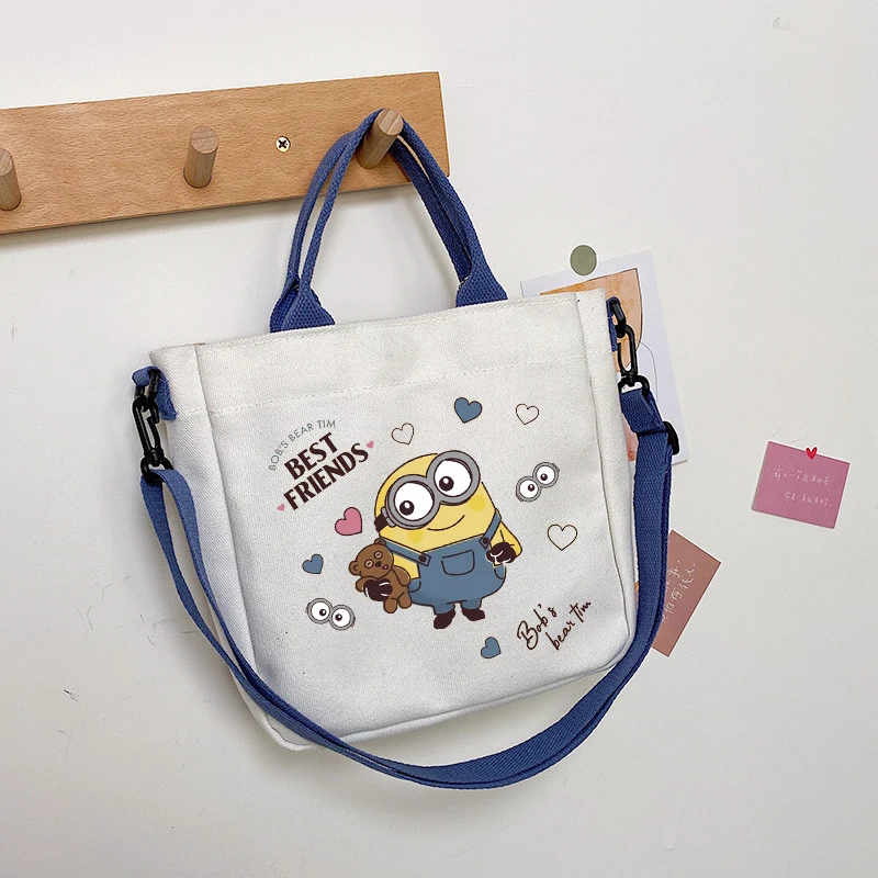 Bolso de hombro Minions para niño y niña, bolsos cruzados de dibujos animados de Anime, bolsa de lona de gran capacidad, bolso moderno y genial, regalos de cumpleaños
