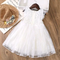 Girl dress polka dot princess dress baby white gauze dress Winged angel white gauze dress birthday party gifts 1-8T summer