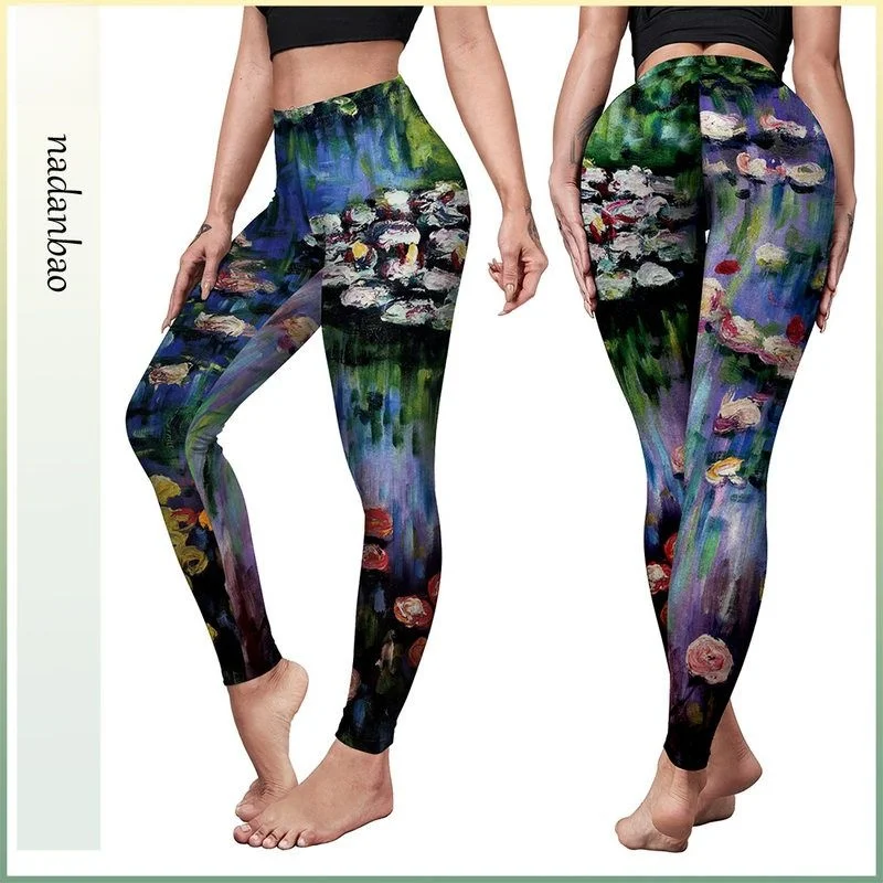 

Women's Yoga Leggings Par Cosplay Tight Fitting Pants Butt Lifting Print Nine Point Pants Small Footed Polyester Fiber