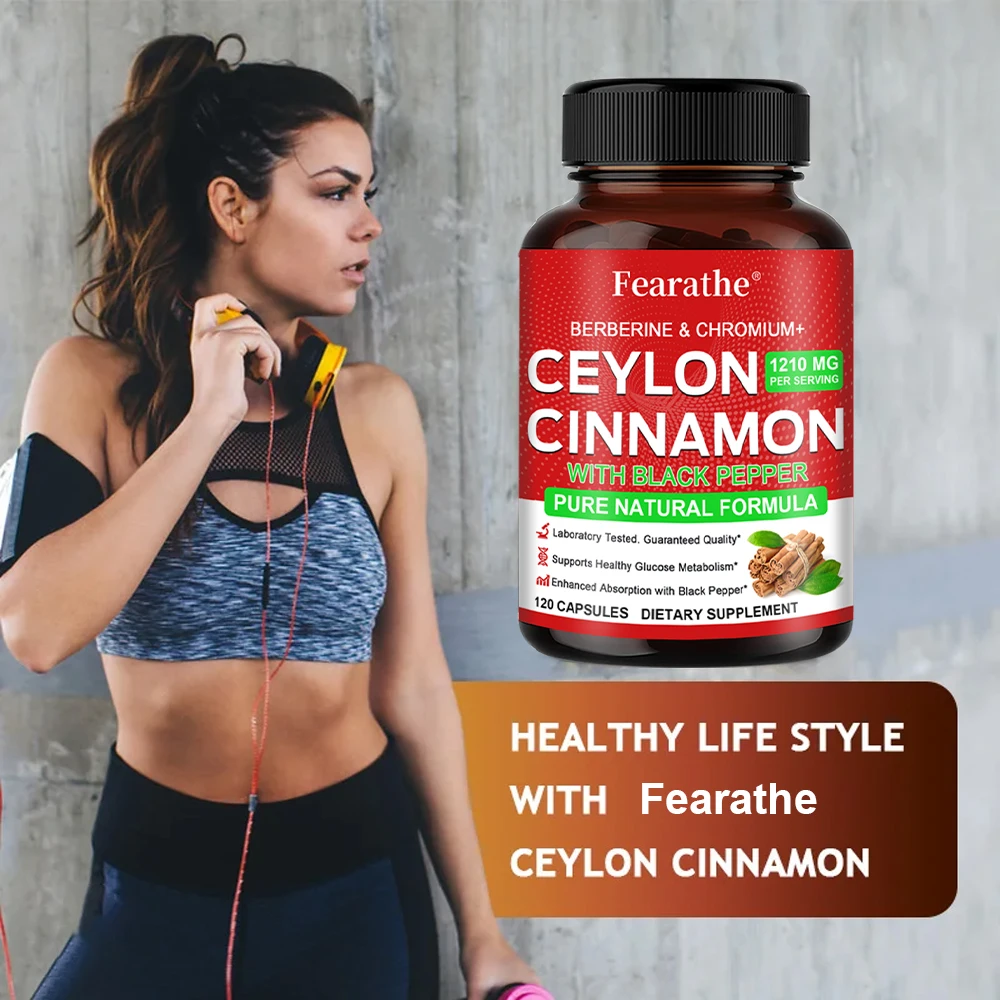 High-Potency Berberine + Organic Ceylon Cinnamon Capsules - Joints, Heart, Gut & Metabolic Health Support, Gluten-Free Non-GMO