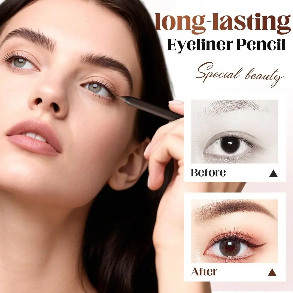 24 Hr Waterproof Eyeliner Pencil Double Head Smooth Gel Eye Liner Pen Long Lasting Fading Proof Sharpenable Eyeshadow Pencil