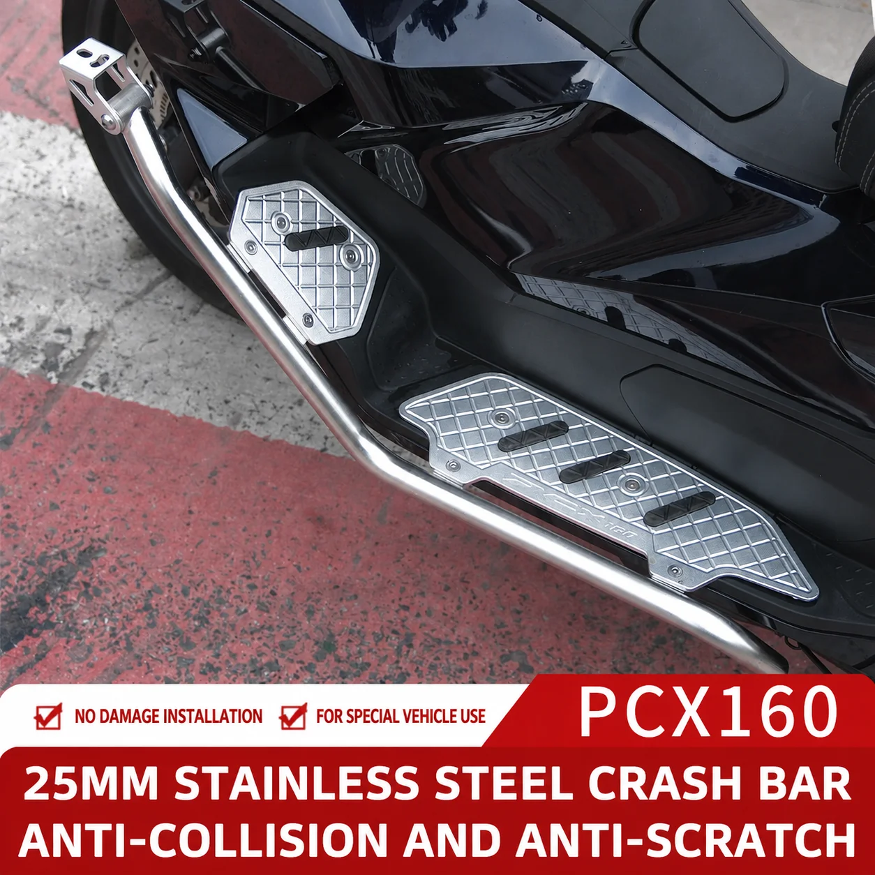 

Motorcycle Aluminum Alloy Footrest Footboard Pegs Compatible with Honda PCX125 PCX160 2020-2026 Footpedal Footmat Foot Pedals ﻿