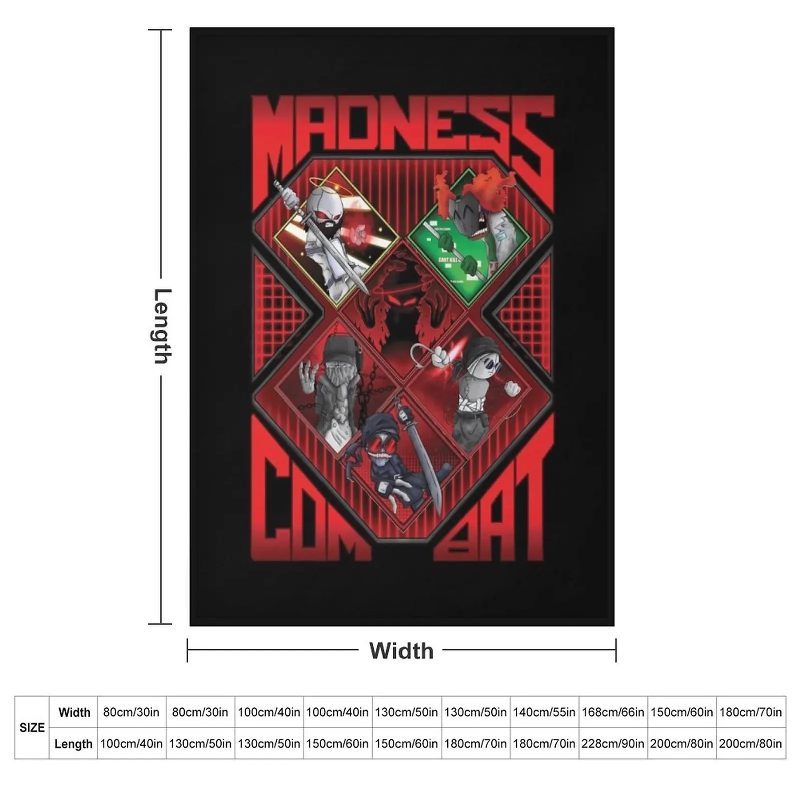 Madness combat ALL 6 MAIN CHARACTERS ART Throw Blanket couch cozy soft plush fuzzy picnic outdoor blanket