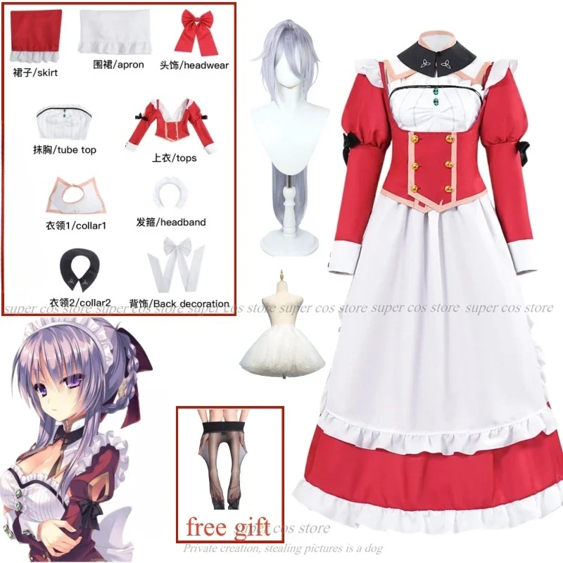 Game Hatred To Death In The House Horror Cosplay Galgame Mia Maid Dress Costume Headwear Suit for Woman Girl