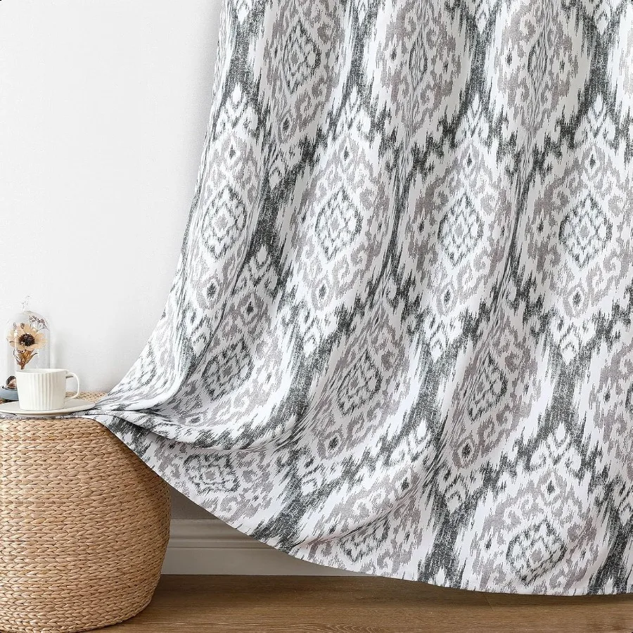 

Шторы с принтом, длинные шторы с цветочным принтом 84 дюйма для гостиной, 2 панели, карман для стержня 52 x 84 дюйма, термоизолированный богемный дракон