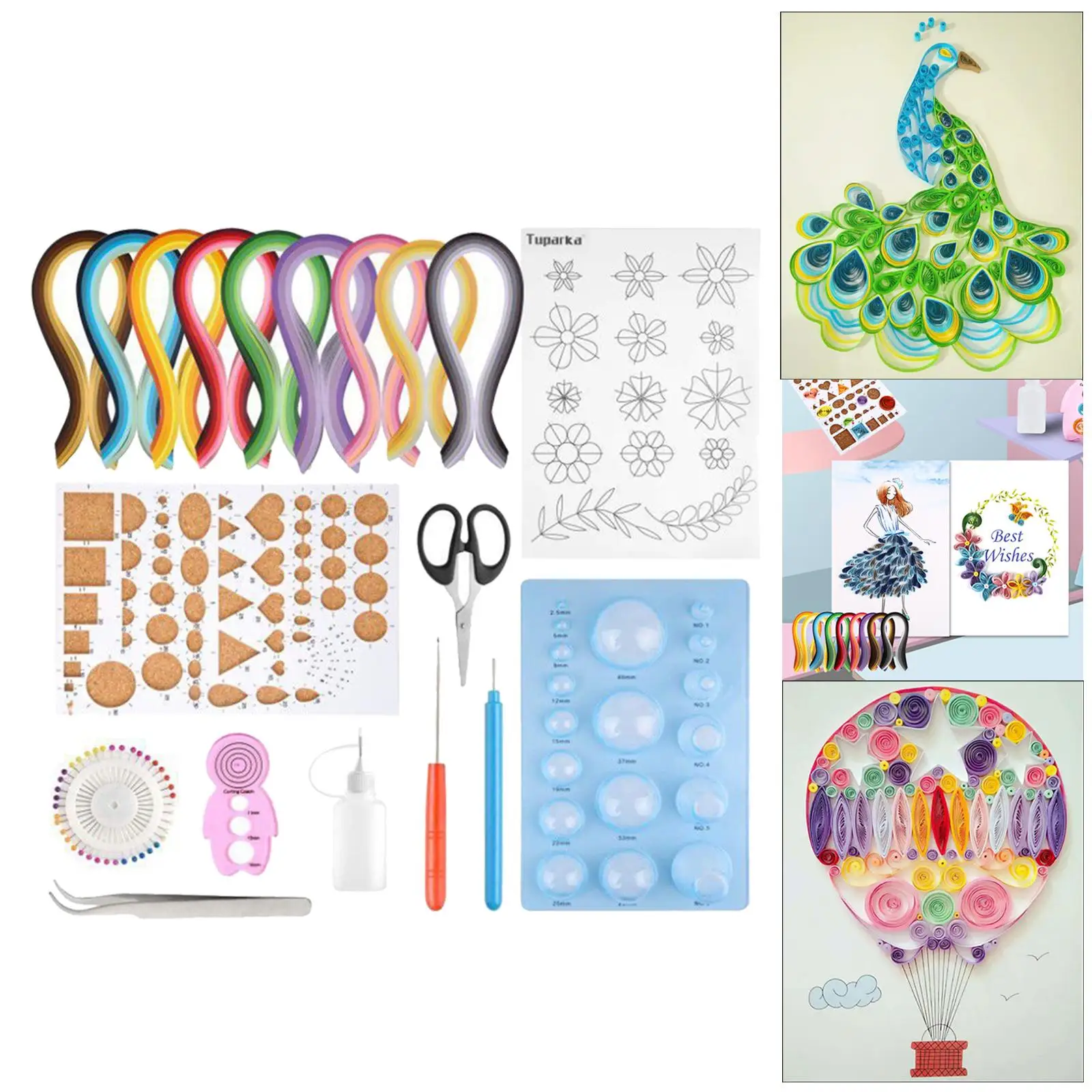 Quilling Paper Tool Kit 10 Tools Handcraft 900 Colorful Strips for Beginners DIY Craft Scrapbooking Decoration Birthday Gift