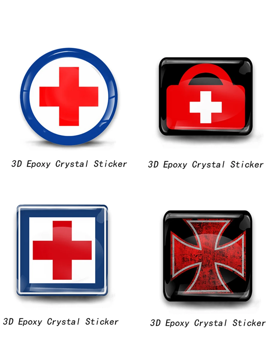 Autocollant 3D en résine époxy stéréo, croix rouge, drapeau suisse rond, accessoires pour dôme de voiture, PVC, ordinateur portable, Piano, guitare, téléphone, décalcomanie
