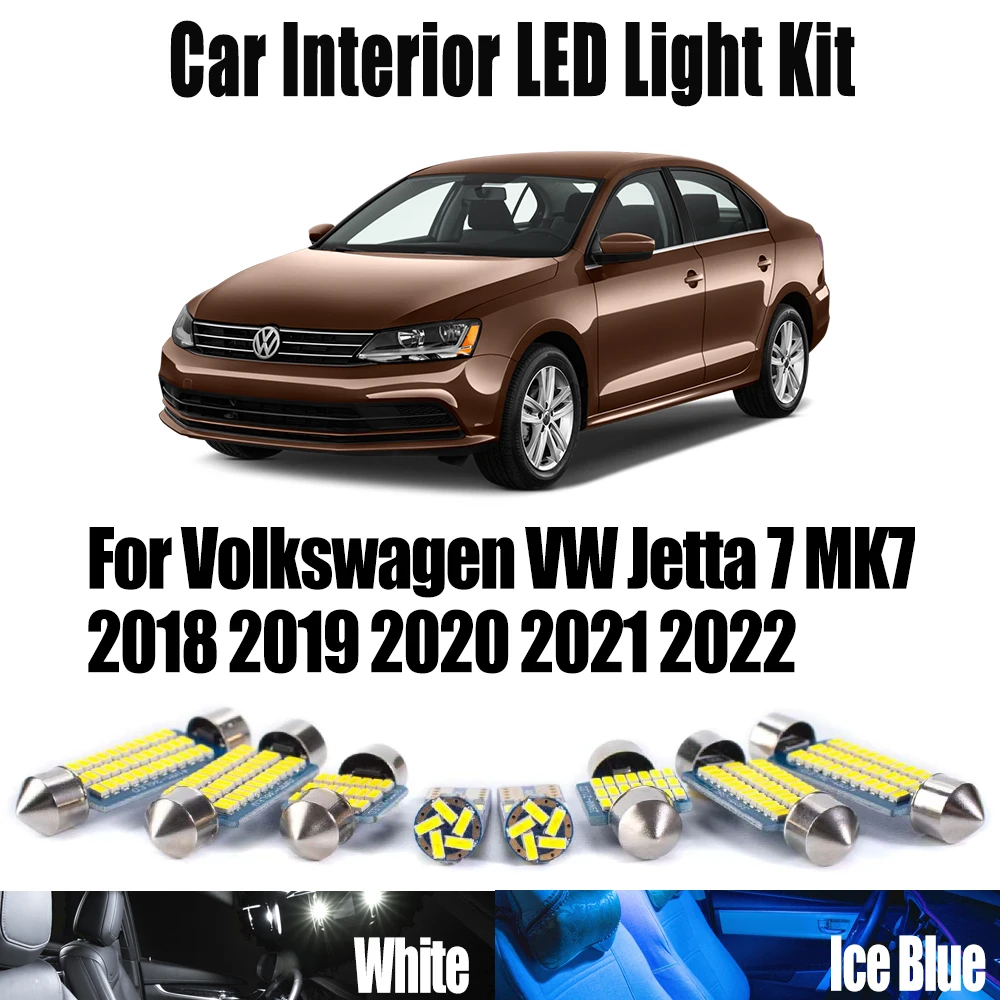 11Pcs For Volkswagen VW Jetta 7 MK7 2018 2019 2020 2021 2022 Canbus LED Interior Map Dome Trunk Bulbs Light Kit Car Accessories