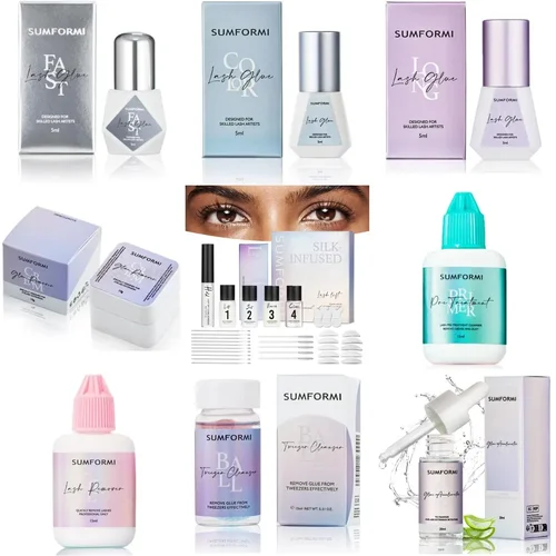 Sumformi pegamento para extensión de pestañas 5ML 0,5 s adhesivo para pestañas negro fino y seco pegamento para pestañas de bajo olor suministros para extensiones de pestañas al por mayor