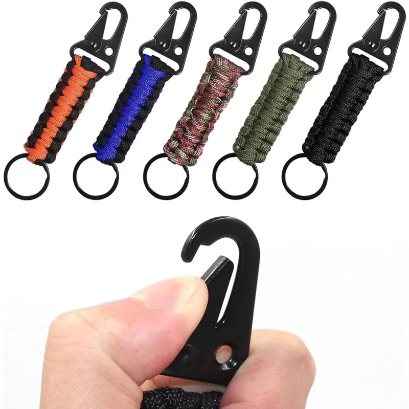1Pc Woven Keychain With Bottle Opener Outdoor Quick Release Carabiner Camping Hiking Climbing Emergency Use hiking accessories