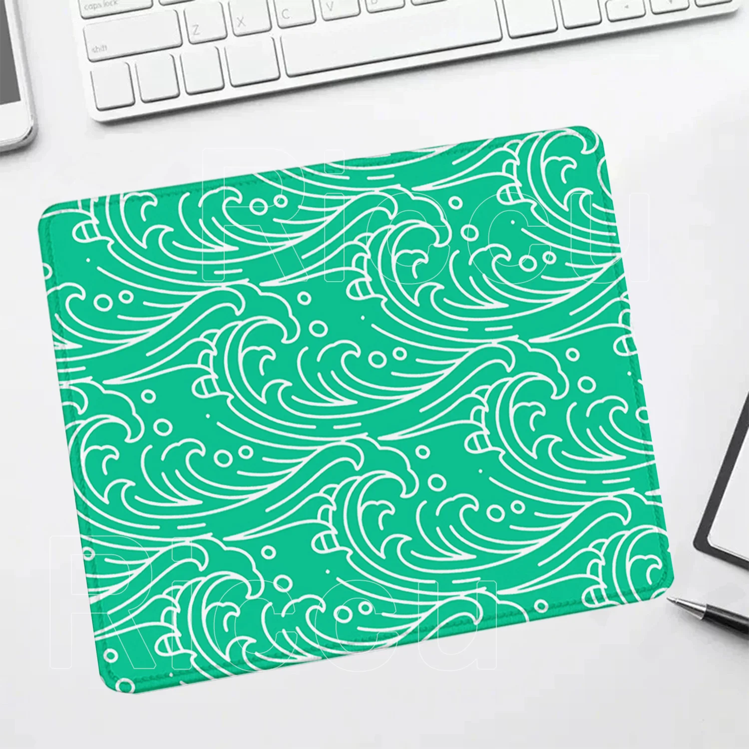 Mouse Pad Ukiyo-e style Sea Kawaii Rubber PC Gaming Keyboard small Size Mousepad Office accessorie HD Printing overlock Desk Mat