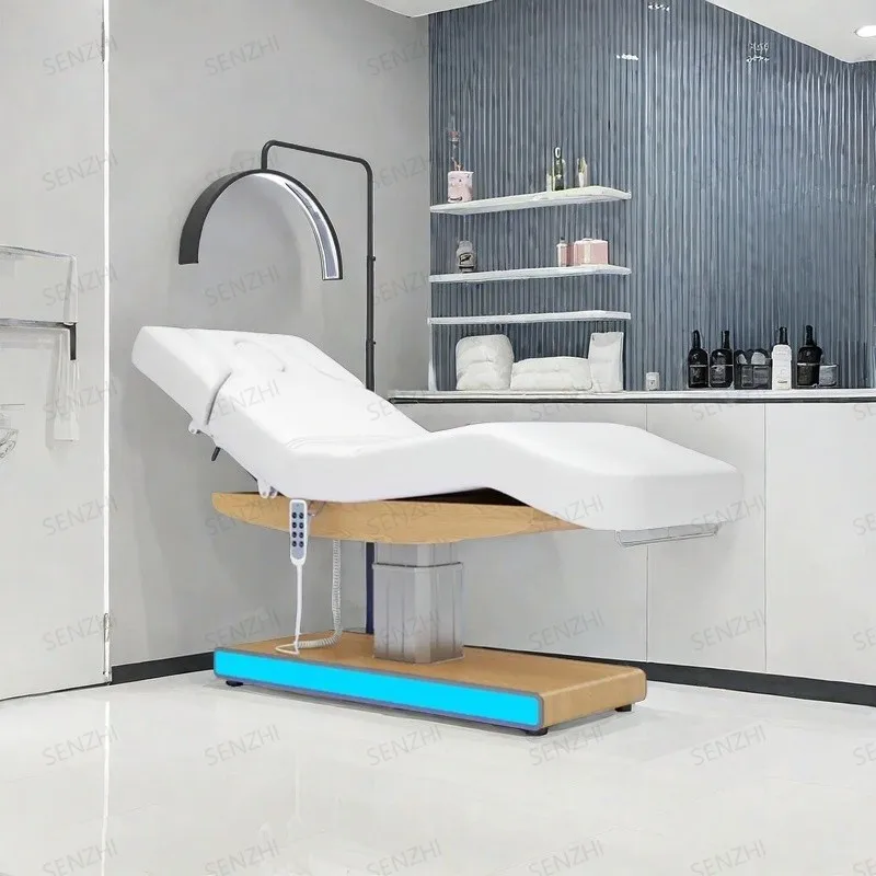 

Electric Beauty Bed, 4 Motor Heated Facial Massage Table, 190x70cm Adjustable Leather Electric Esthetician Bed for Tattoo Spa