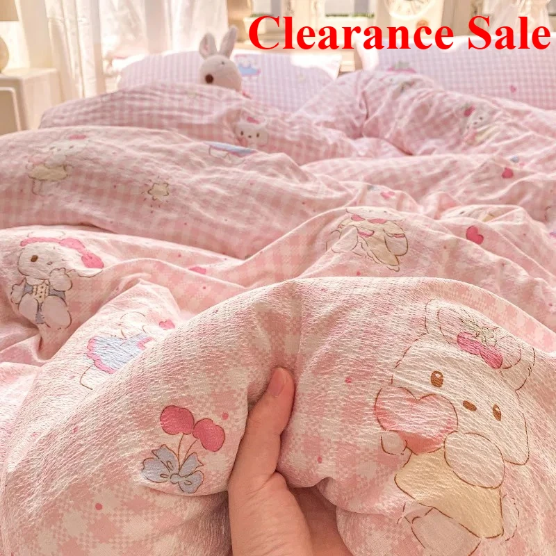 New wrinkled double-layer yarn four-piece set, mattress model, cream wind class A cloud feeling super soft kapok kit