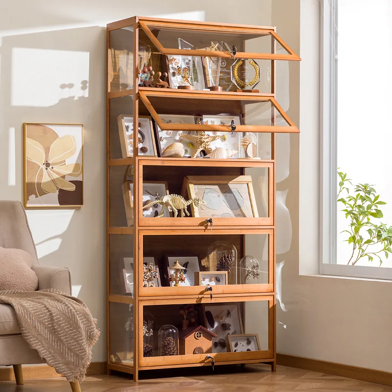 Figure display cabinet with lock acrylic display stand transparent dustproof model building block ornament shelf display box