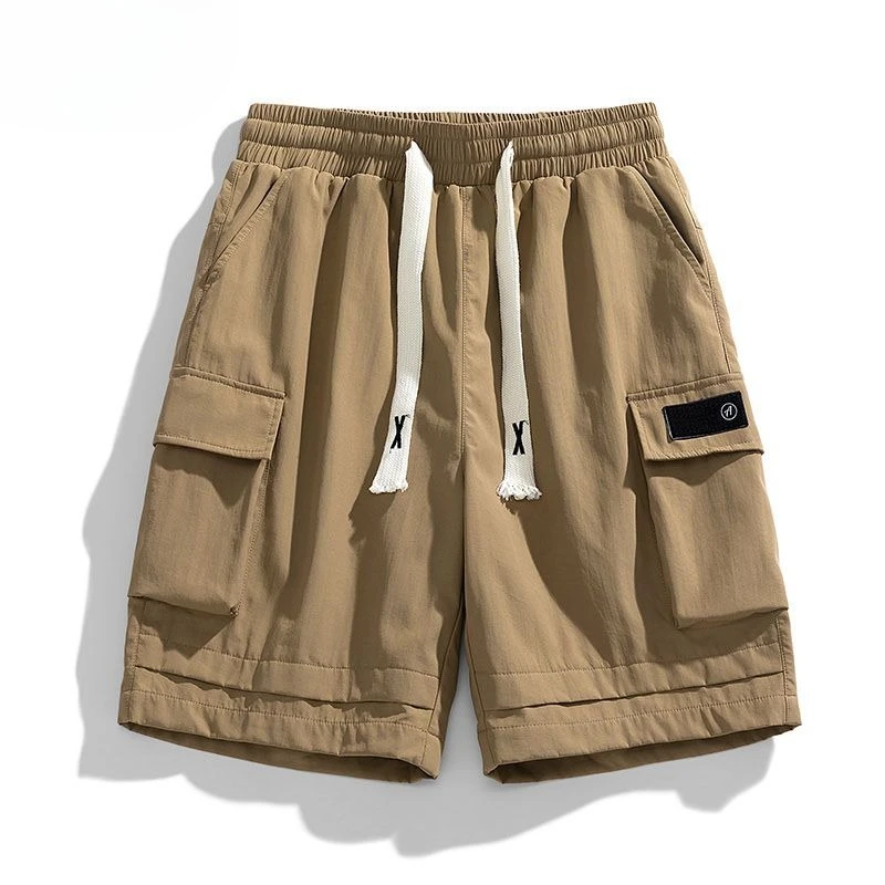 

Male Short Pants Elastic Waist Multi Pocket Baggy Men's Cargo Shorts Black Elegant Comfortable New in Distressed Luxury Clothes