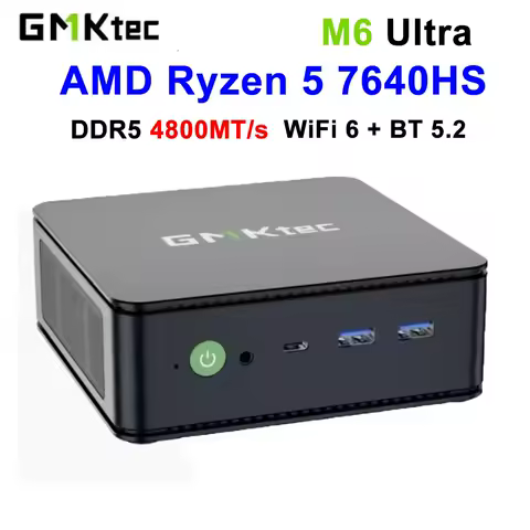 GMKtec NucBox M6 Ultra Mini PC Ryzen 5 7640HS 6C/12T 16GB DDR5 4800MT/s SO-DIMM*2 PCIe3.0 M.2 SSD Wifi6 BT5.2 Dual 2.5G LAN PC