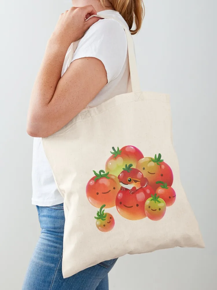 

Tomato frog Tote Bag shopper bags for women Cloth bags free delivery bags Canvas stote bag