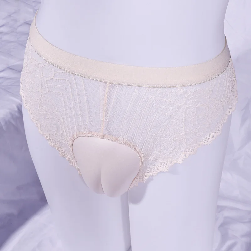 Pseudo-girl lace panties transparent T-shaped hidden lower body pants COS fake yin hidden