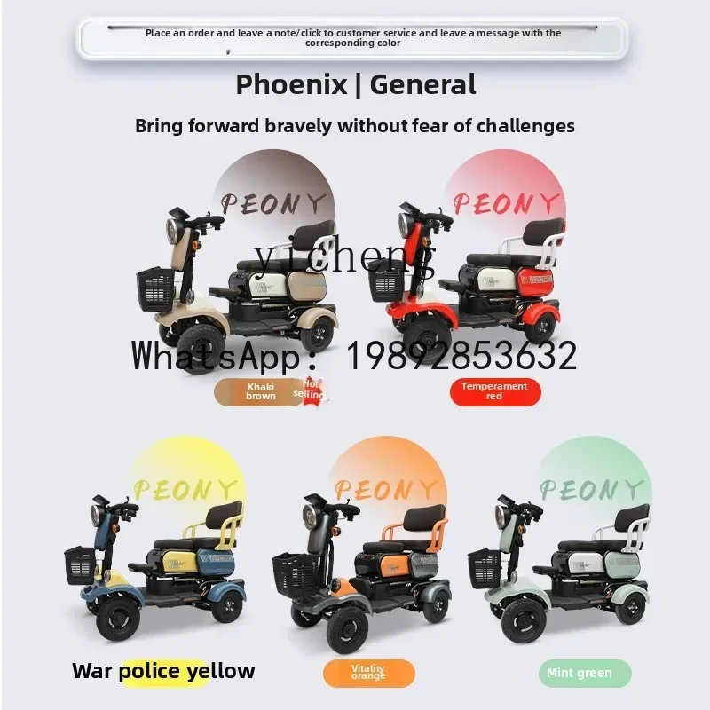 Skuter listrik roda empat AB Phoenix General untuk lansia, pengangkut anak ke rumah dan kembali, mobil baterai kecil untuk dua orang lansia