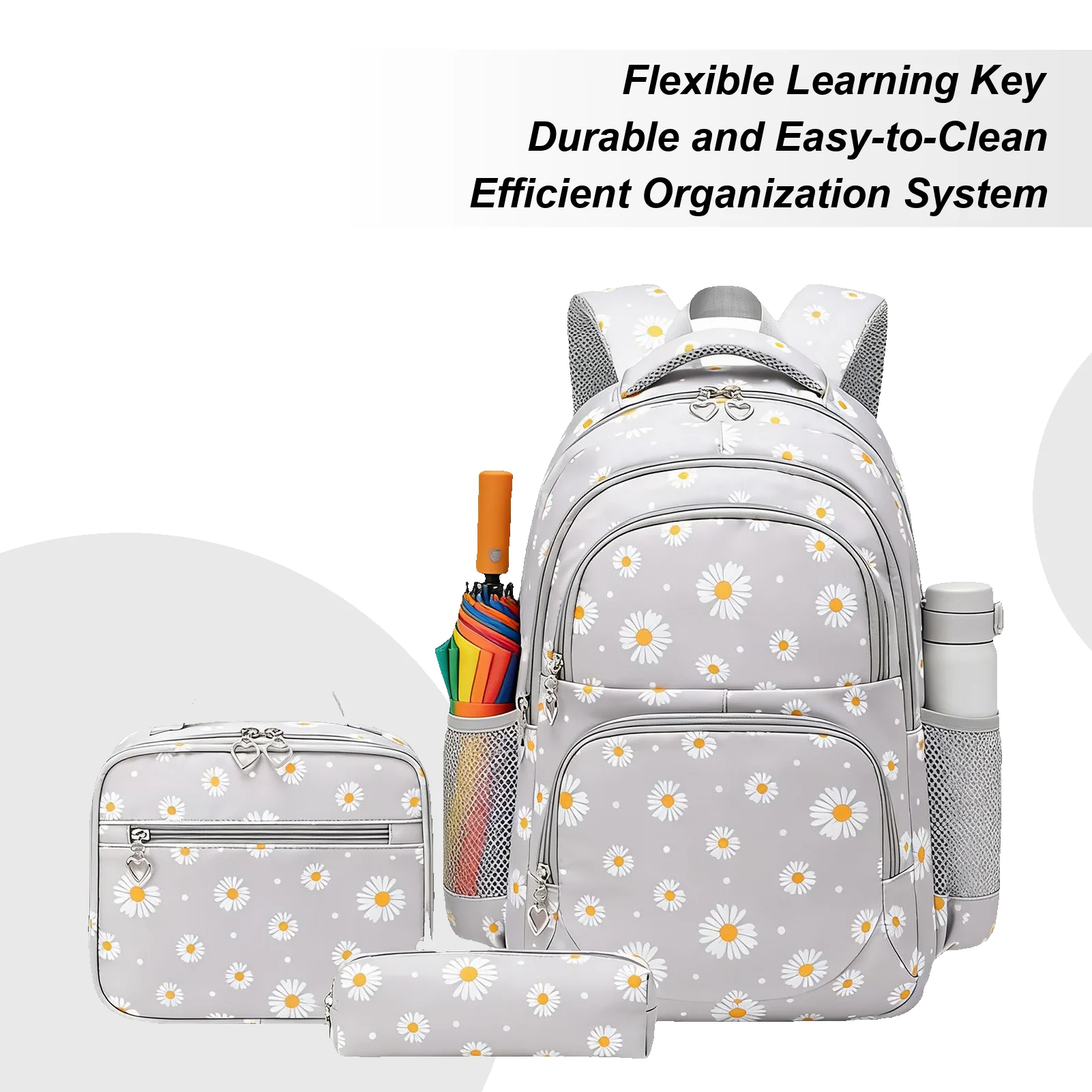 Schoolgirl Backpack Elementary School Bookbag Set Floral Print Backpack Set For Teens Boys Girls Youth Travel Vacation Outgoing