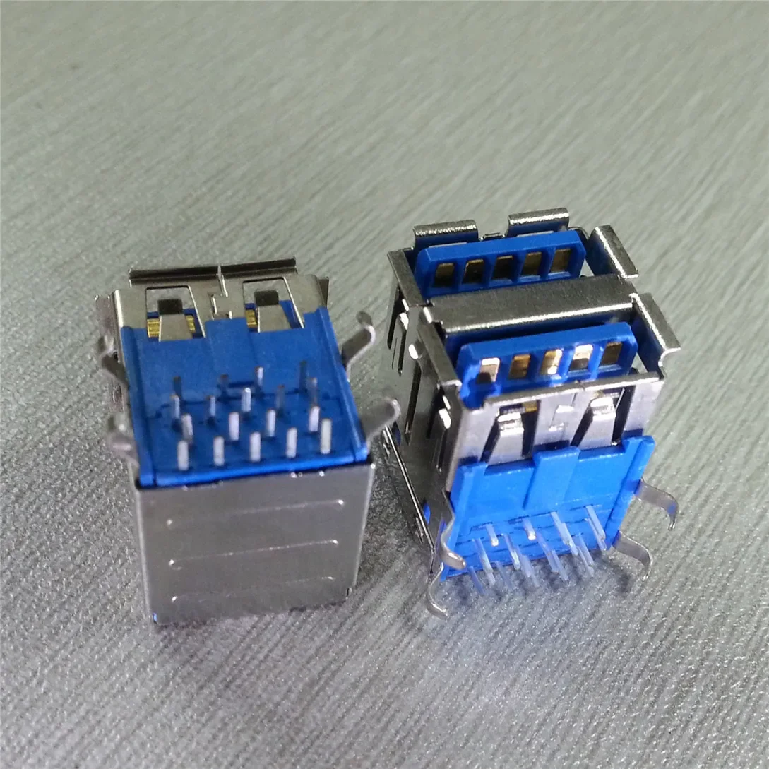 5PCS double USB 3.0 high-speed transmission 9pin USB famale socket connector