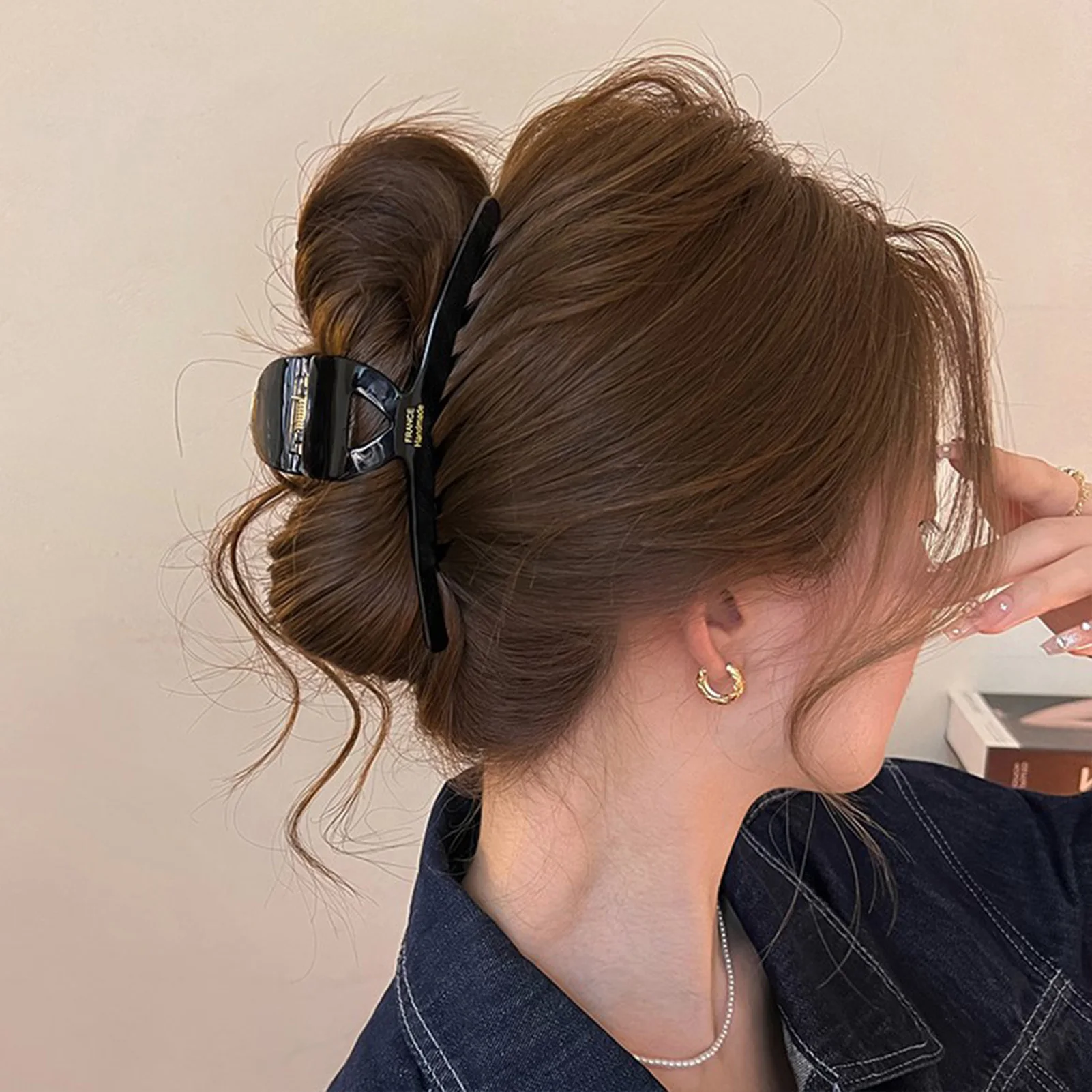 Grandes pinces à cheveux simples, à forte adhérence, antidérapantes, style rétro pour femmes aux cheveux épais, longs et bouclés