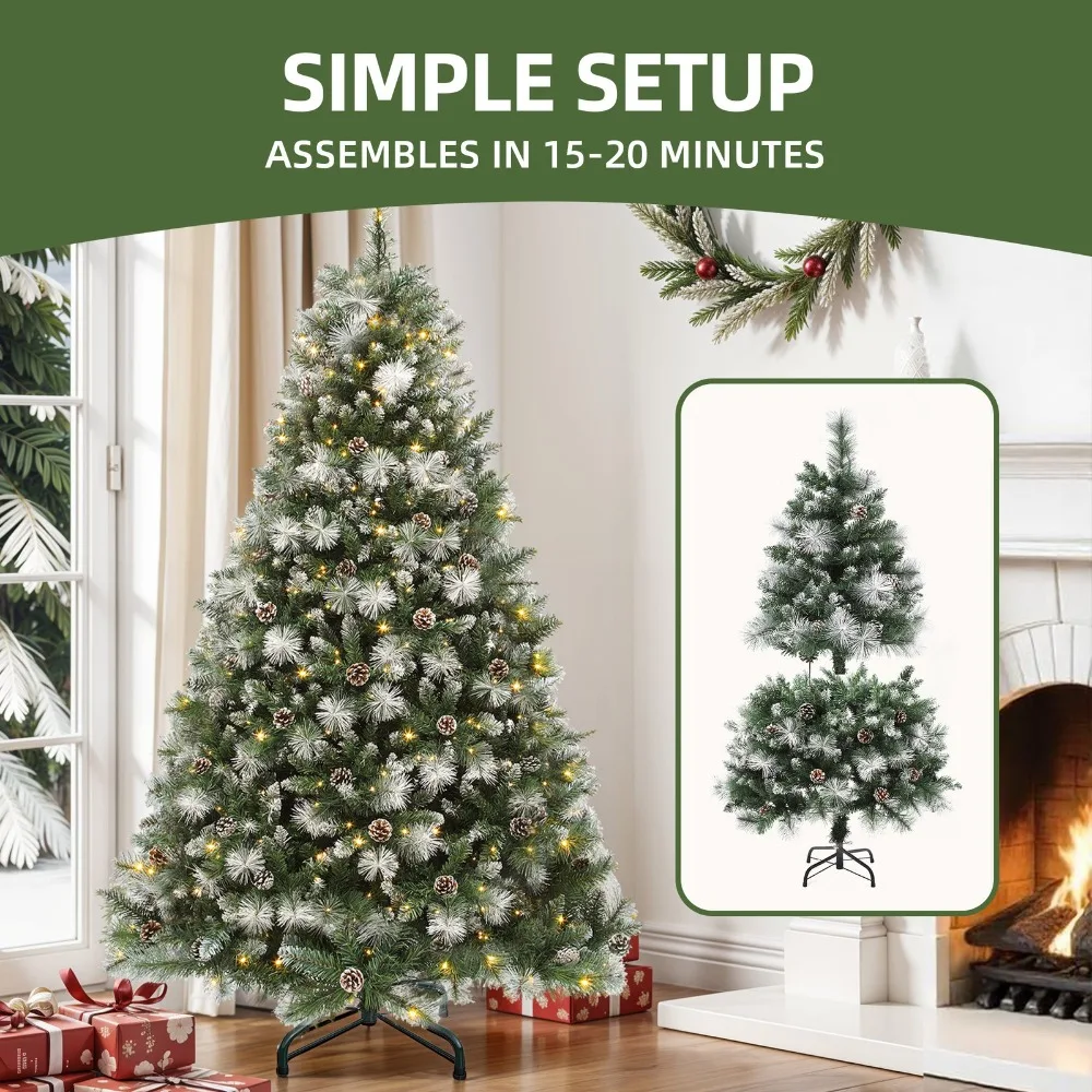 6ft Prelit Pre-Decorated Scotch Pine Christmas Tree Multicolor Lights&Pine Cones - Image 5