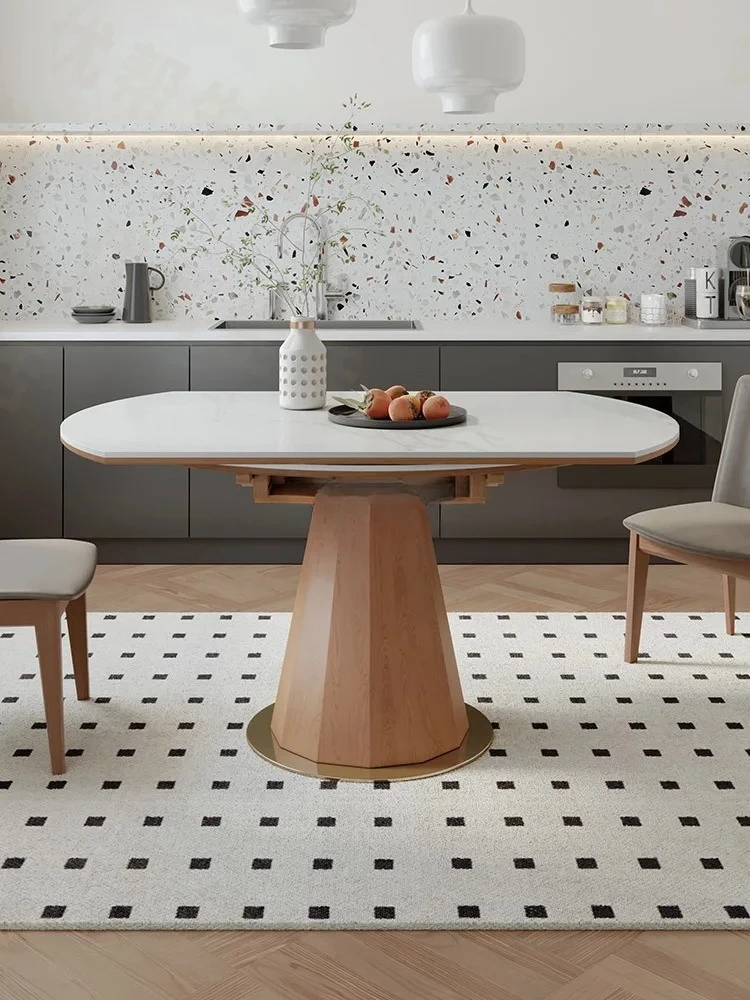 

Выдвижной обеденный стол из массива дерева, современный минималистичный круглый обеденный стол в скандинавском стиле