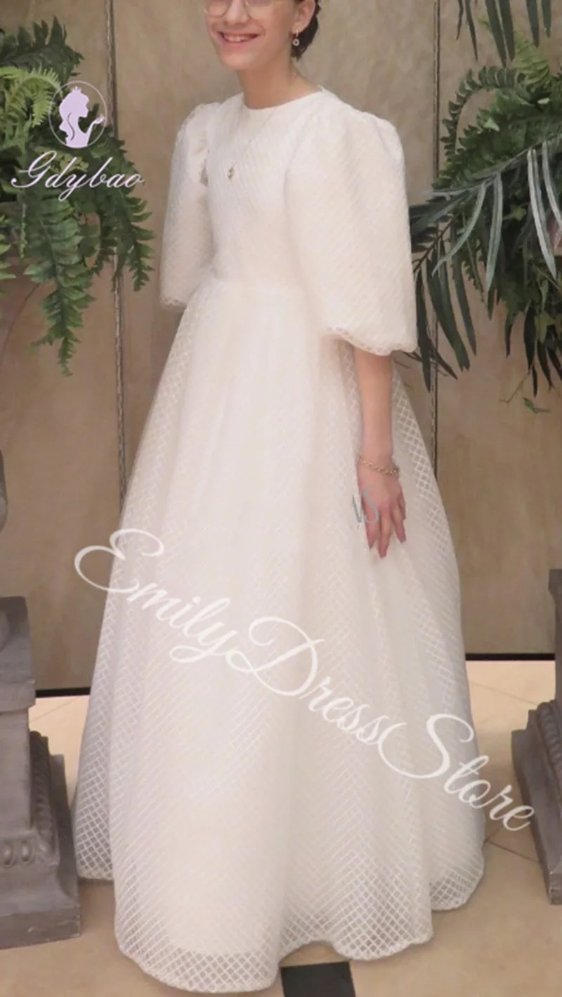 

Customized Ivory Bridesmaid Flower Girl Dress For Wedding High Waist Tulle With Bow Birthday Party Gowns First Communion Dress