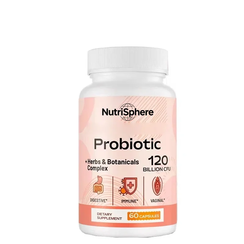 Probiotic Supplement, 120 Billion Colony Forming Units Probiotics, 13 in 1 Herbal Complex, Vegetarian, 60 Capsules